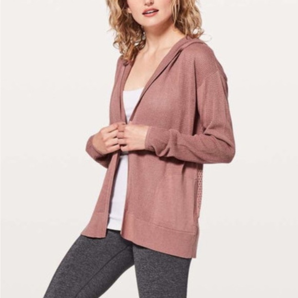 Lululemon Still Movement Wrap Sweater Heathered Quicksand Pink Cotton Size 8 - Picture 1 of 9